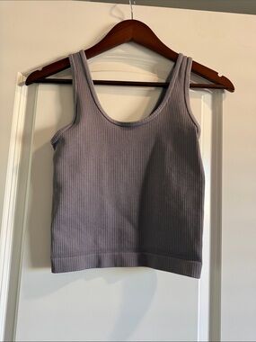Ribbed Scoop Neck Tank Top - lavender